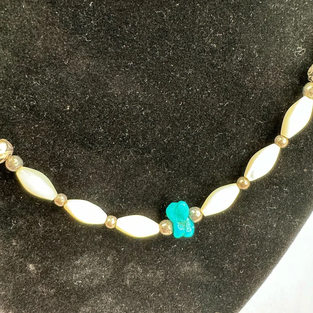Native American Necklace Vintage Blue White Turquoise Southwestern Boho‎ VTG